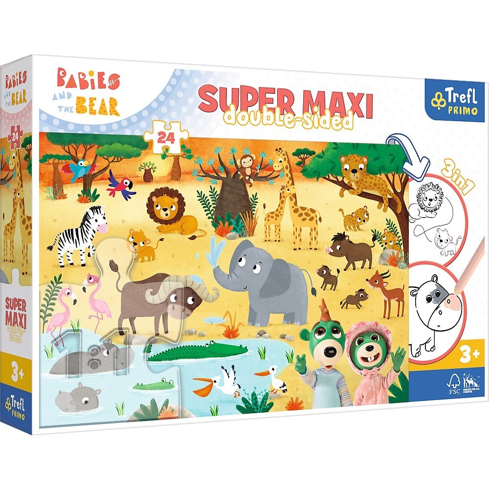 PUZZLE 24-tlg. SUPER MAXI BABIES AUF SAFARI TREFL 41009 TREF TREFL